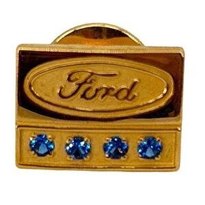 VTG Ford Motor Co Employee Lapel Award Service Pin 4 Sapphires 10K Gold Filled